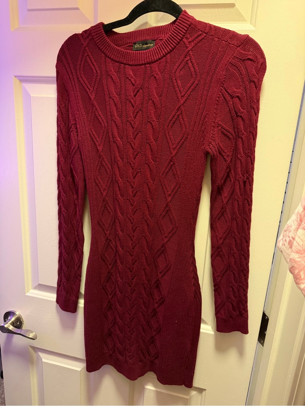 Women's Burgundy Cable Knit Sweater Dress